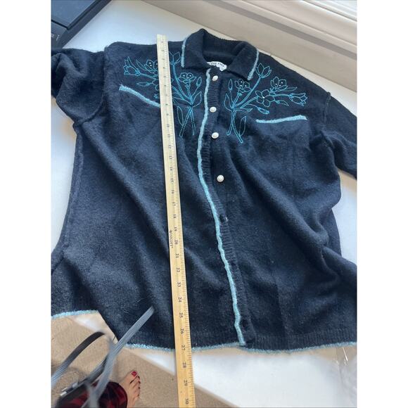 Free People Sz M Wool Blend Cardigan Cottage Core Boho Grandma Oversized Cozy - Picture 14 of 16